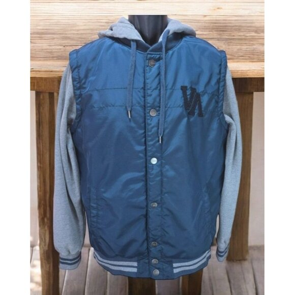 RVCA Mens Nature X Industry Blue Hoodie Jacket Medium - Picture 1 of 11